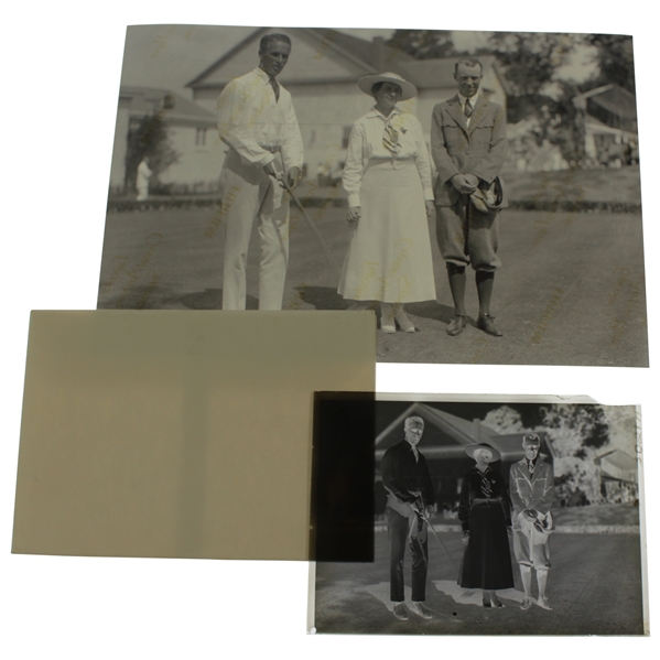 Chick Evans, Robert Gardner, & Florence Vanderbeck 1916 US Amateur Glass Negative, Print, Digital File, & Rights