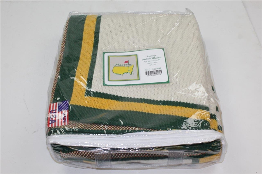 Masters Tournament Large Yellow Center Logo Luxury Knitted Blanket - Unopened 