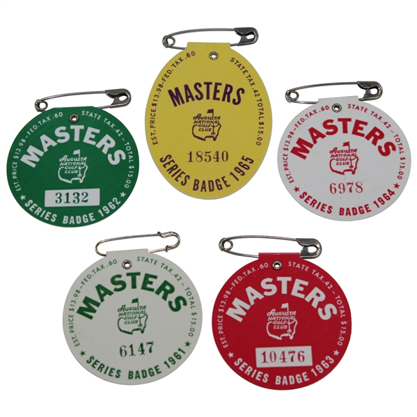 1961-2016 Masters Tournament SERIES Badges Complete Set - Excellent Condition