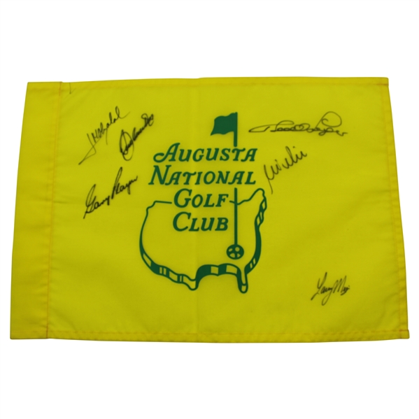Augusta National Golf Club Flag Signed by Six Champs Including Seve JSA ALOA 
