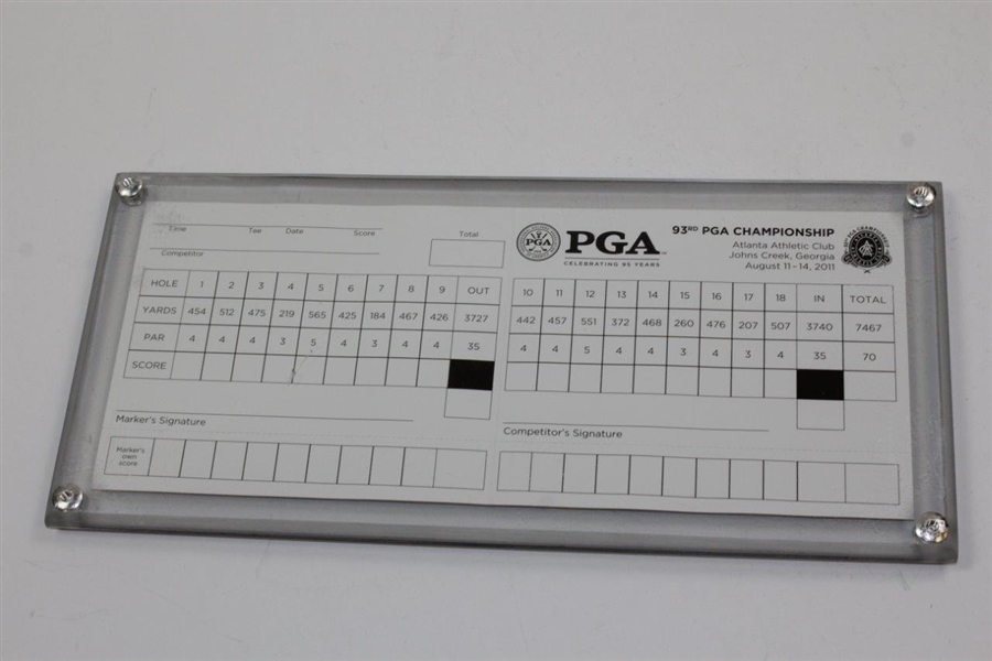 2011 PGA Championship Scorecard Signed by Champion Keegan Bradley JSA ALOA