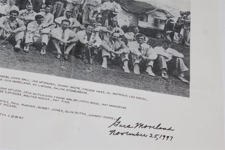 Gus Moreland Signed Acushnet Advertising '1934' Masters Field Photo JSA ALOA