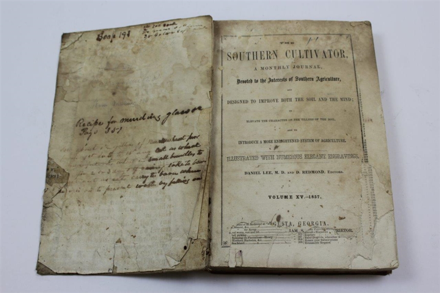 Rare 1857 Southern Cultivator with Augusta National Clubhouse Building Specs & Diagrams
