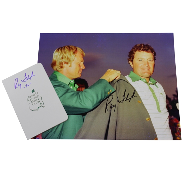 Ray Floyd Signed Augusta National Scorecard & 8x10 Green Jacket Color Photo JSA ALOA