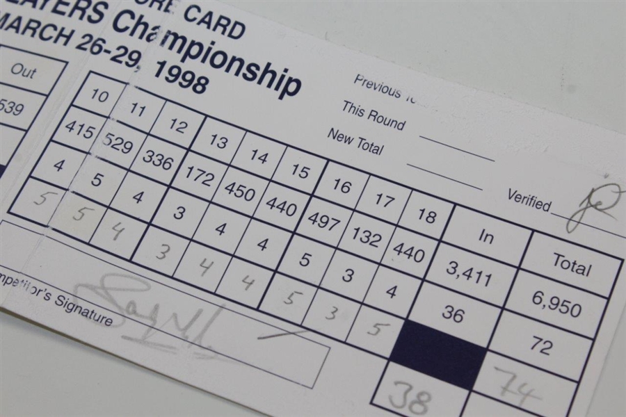 Sandy Lyle & Bernhard Langer Signed 1998 The Players Championship Official Scorecard JSA ALOA