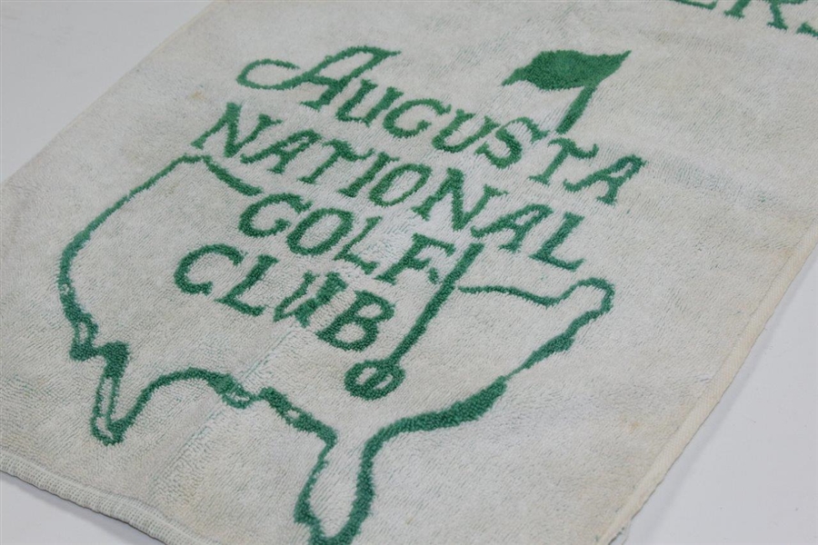 Vintage Augusta National Golf Club Masters Green & White Bag Towel