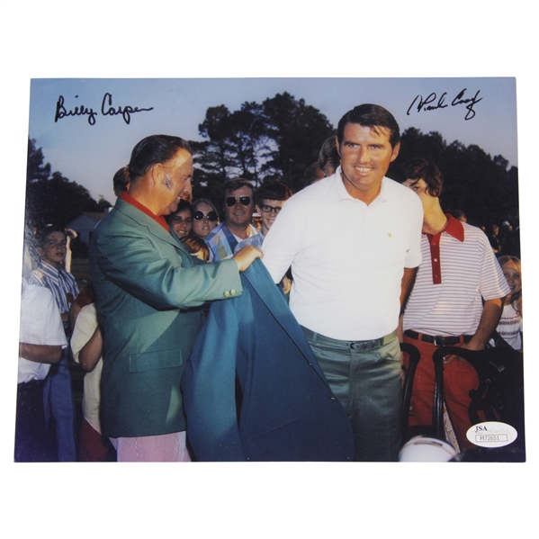 Charles Coody & Billy Casper Signed Masters Green Jacket Ceremony Photo JSA #M72651