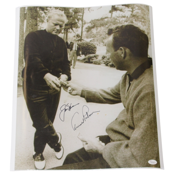 Jack Nicklaus & Arnold Palmer Signed Oversize Sepia 'The Bet' Photo JSA #Y62126