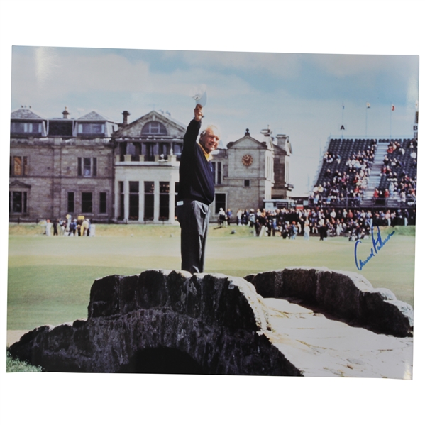 Arnold Palmer Signed Swilcan Bridge Farewell 16x20 Photo JSA ALOA