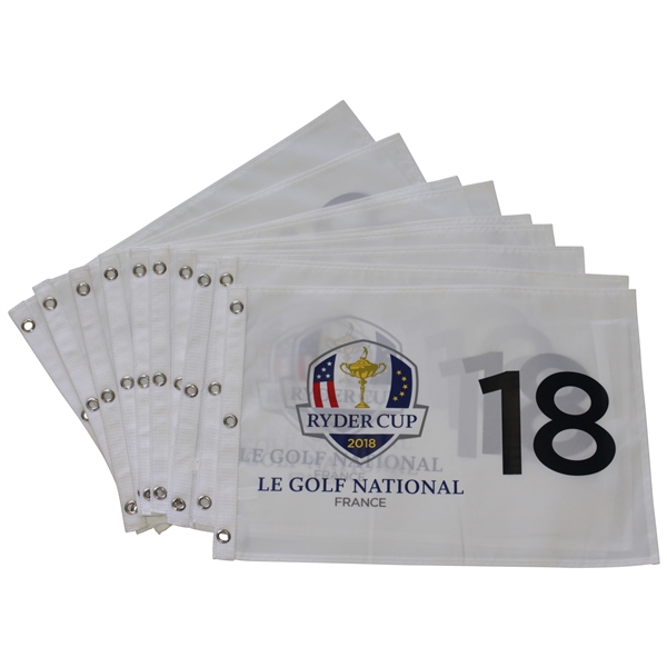 Ten(10) 2018 Ryder Cup at Le Golf National White Screen Flags
