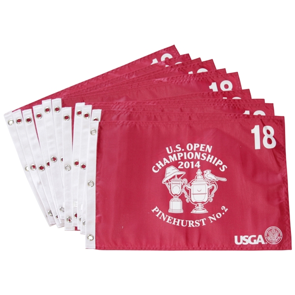 Ten (10) 2014 US Open Championship at Pinehurst No. 2 Red Screen Flags
