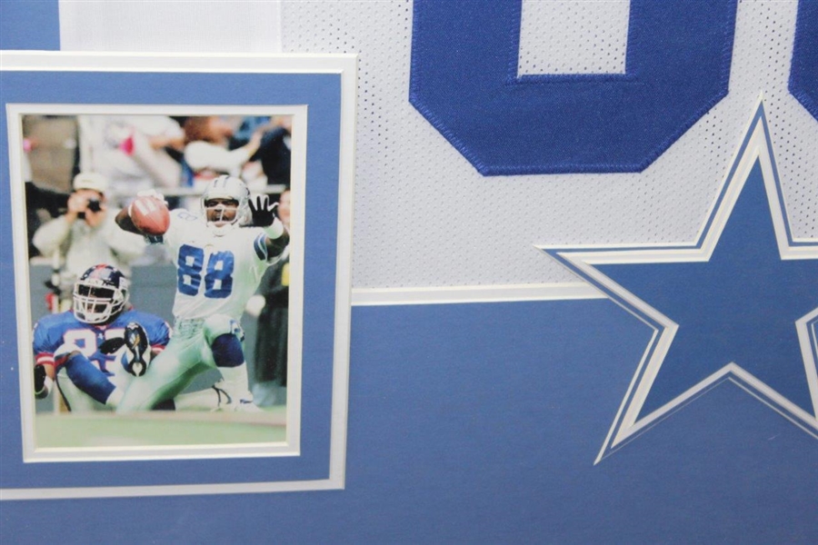 Michael Irvin Signed Blue & White Cowboys #88 Jersey with Two Photos - Framed PSA/DNA #8A09608