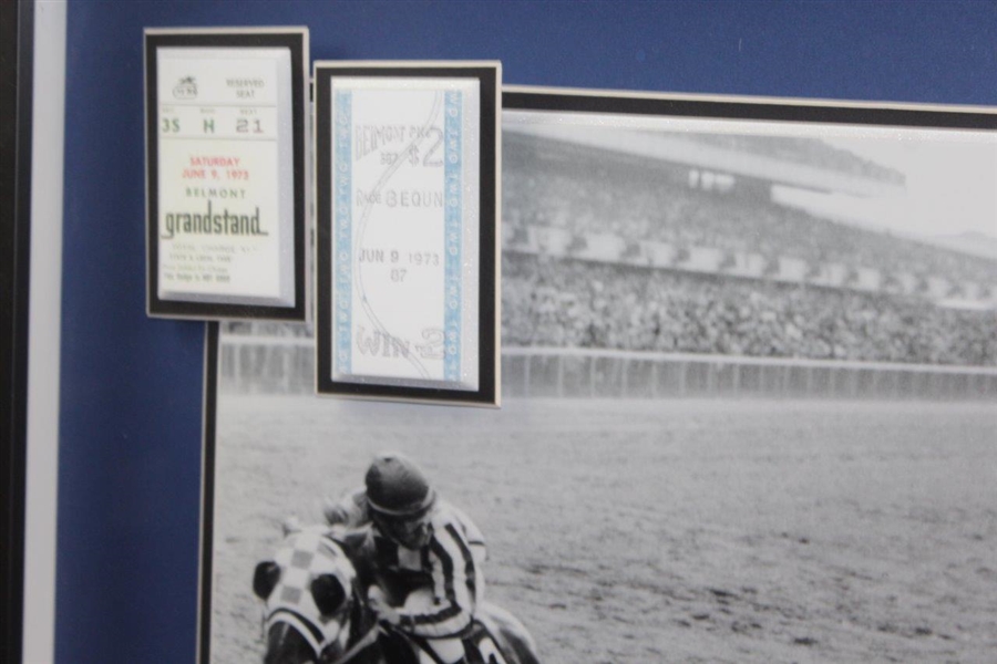 Ron Turcotte Signed 'Secretariat' Shadowbox with Horseshoe, Tickets, Whip, & other - Framed JSA ALOA 