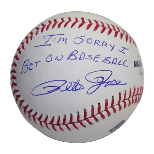 Pete Rose Signed I'm Sorry I Bet On Baseball Rawlings Baseball PSA/DNA #AI48889