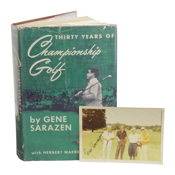 Thirty Years of Golf Championship Golf 1950 Book Signed by Gene Sarazen & Signed Photo JSA ALOA