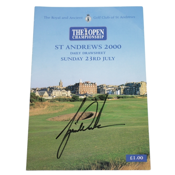 Tiger Woods Signed 2000 OPEN Championship at St. Andrews FINAL DAY Pairing Sheet JSA ALOA