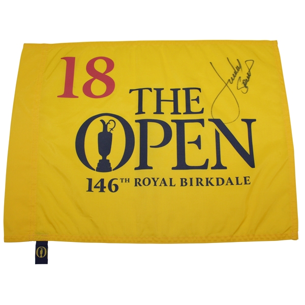 Jordan Spieth Signed 2017 OPEN Championship at Royal Birkdale Flag JSA ALOA