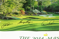 Arnold Palmer, Jack Nicklaus, & Gary Player 'Big Three' Signed 2014 Masters Tournament Poster JSA ALOA