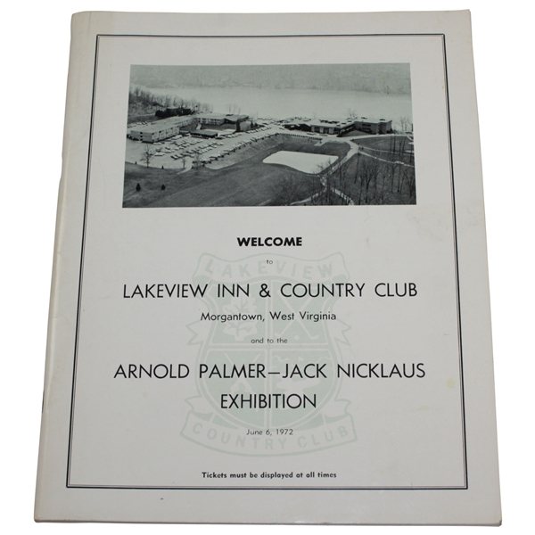 1972 Arnold Palmer-Jack Nicklaus Exhibition Program - Lakeview Inn & CC, WV