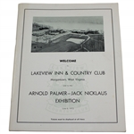 1972 Arnold Palmer-Jack Nicklaus Exhibition Program - Lakeview Inn & CC, WV