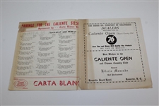 1956 Caliente Open Golf Tournament Pairing Sheet - Presented by Beer & P.G.A.