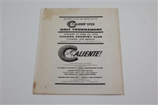 1956 Caliente Open Golf Tournament Pairing Sheet - Presented by Beer & P.G.A.