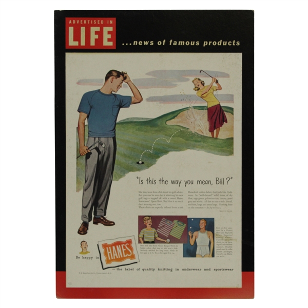 Hanes Advertised in LIFE Vintage Stand Up Display Advertisement 