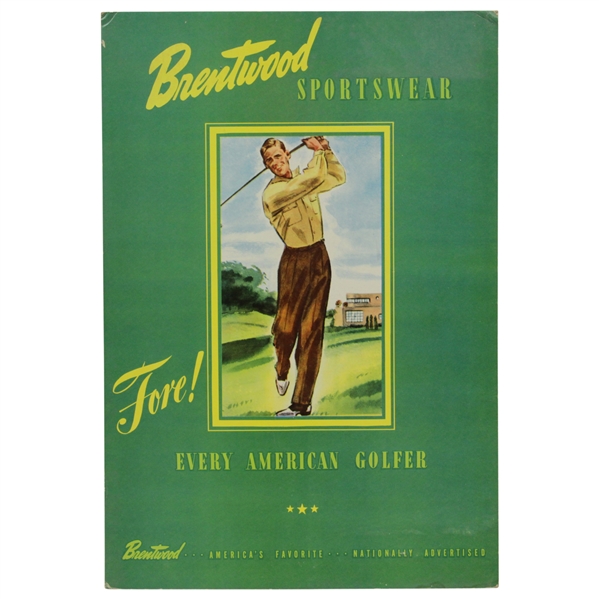 Brentwood Sportswear Fore! Every American Golfer Vintage Stand Up Display Advertisement 