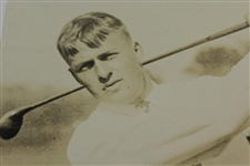 Bobby Jones Personal Original Sepia Photo Posed at Finish of Swing w/Richard Gordin Letter