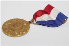 Missouri Valley Conference 1947 Champion Golf Team Medal by Jostens with Tri-Color Ribbon Bar Pin