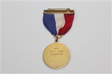 Missouri Valley Conference 1947 Champion Golf Team Medal by Jostens with Tri-Color Ribbon Bar Pin