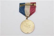 Missouri Valley Conference 1949 Champion Golf Team Medal by Jostens with Tri-Color Ribbon Bar Pin