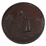 Circa 1920s Bronze "Monthly Medal Won By" Medal with Woman Golfer Depiction