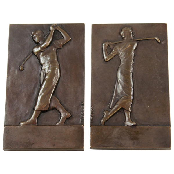 Circa 1920s-30s Bronze French Golf Medal by Morlon with Female Golfer
