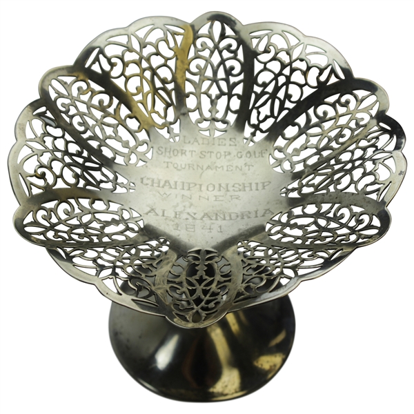 1941 Silver Plated Ladies Short Stop Golf Tournament Championship Winner Trophy with Fine Filigree