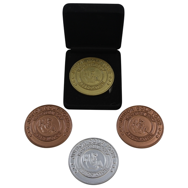 Four (4) Houston Golf Association Uninscribed Medals - Gold, Silver, & Two Bronze