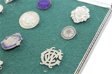 Twelve (12) Foreign Insignia Pins - Sterling Silver & Some Enameled - Burntisland, Dalmahoy, Williamwood, Bruntsfield, etc.