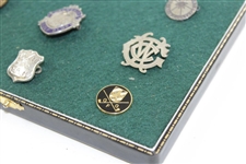 Twelve (12) Foreign Insignia Pins - Sterling Silver & Some Enameled - Burntisland, Dalmahoy, Williamwood, Bruntsfield, etc.