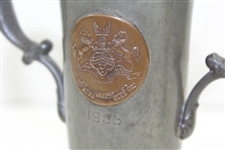 1905 Kebo Valley Golf Club Pewter Trophy Ornate Two-Handle Vase/Cup with Bronze/Copper Medallion