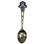 Chertsey Golf Club Sterling Silver & Enamel Golf Themed Spoon - Enameled Painting of the Town’s Church on Handle