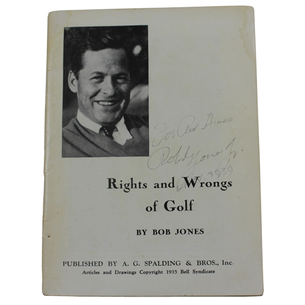 Bobby Jones Signed 1935 Rights and Wrongs of Golf Spalding Booklet JSA ALOA