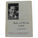 Bobby Jones Signed 1935 Rights and Wrongs of Golf Spalding Booklet JSA ALOA