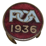 1936 US PGA Tour Player’s Red, Blue & Gold Enamel on Brass Badge - Seldom Seen