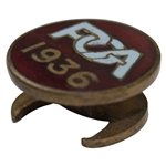 1936 US PGA Tour Player’s Red, Blue & Gold Enamel on Brass Badge - Seldom Seen