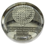 1933 North British Golf Glass Paperweight Advertising Used by the Winners of the Amateur Championships