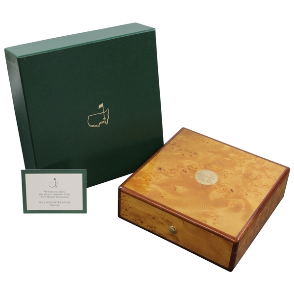 2012 Augusta National Golf Club Ltd Ed Employee Masters Gift Burlwood Box In Bag with Card