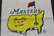 Gary Player Signed Undated Masters Garden Flag with Years Won & '52 Times' Notation JSA ALOA