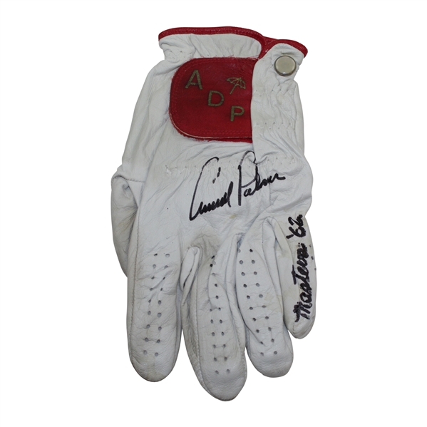 Arnold Palmer Signed Personal ADP Golf Glove with Masters 62 Inscription JSA ALOA