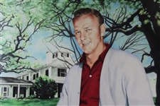 Arnold Palmer Signed Augusta Clubhouse with Major Championship Winning Golf Bags Kathy Crosse Print - Framed JSA ALOA