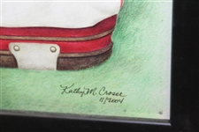 Arnold Palmer Signed Augusta Clubhouse with Major Championship Winning Golf Bags Kathy Crosse Print - Framed JSA ALOA